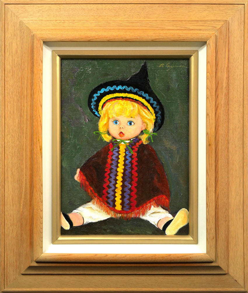 杉浦一郎「西洋人形」油絵・F4号 絵画買取・販売の小竹美術