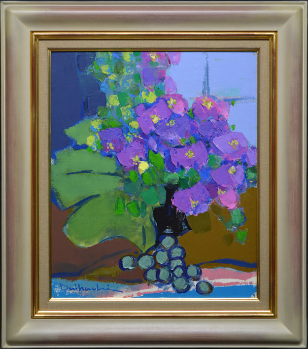 糸大八「窓辺の花」油絵・F8号 絵画買取・販売の小竹美術