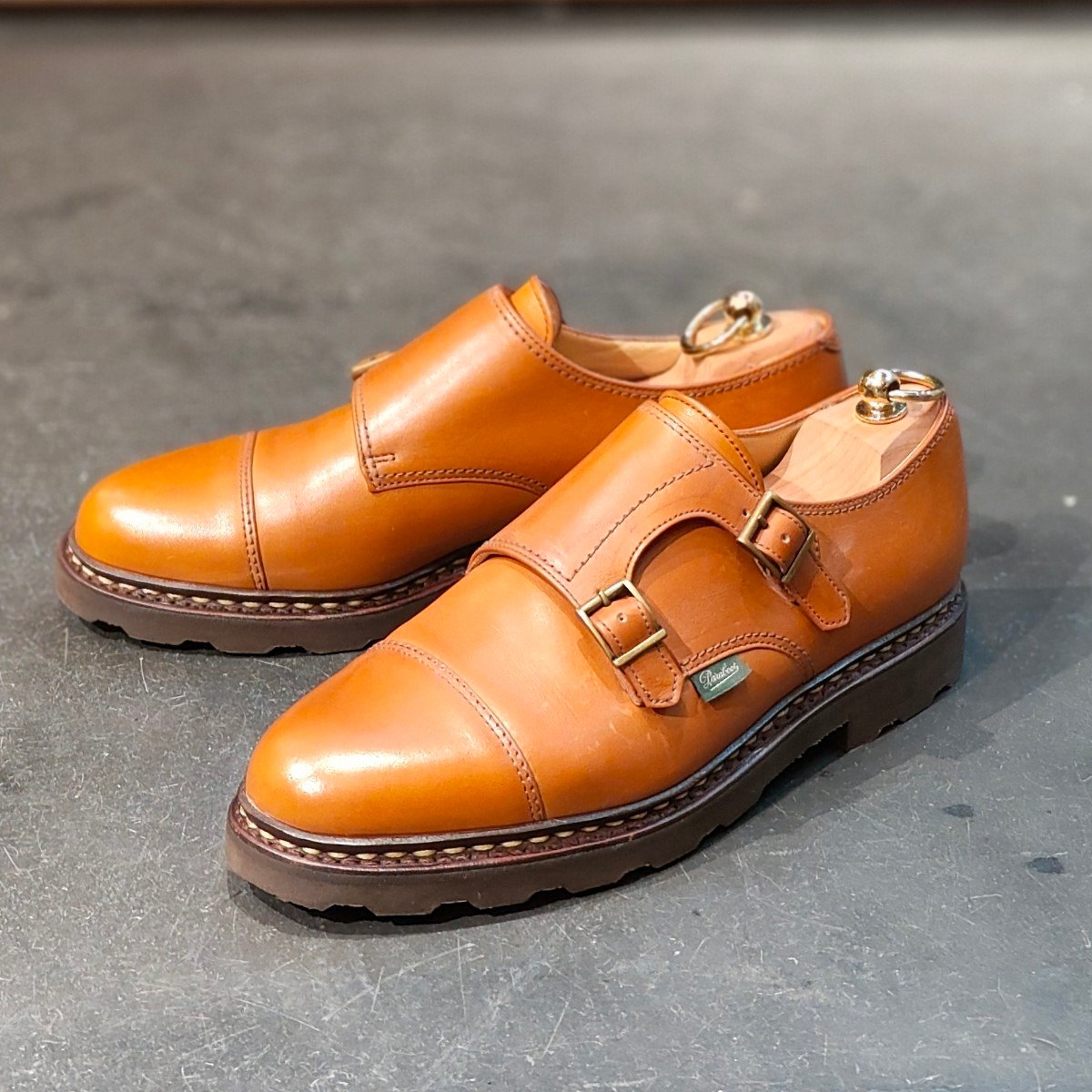 PARABOOT】パラブーツ WILLIAM ダブルモンクストラップ ブラウン