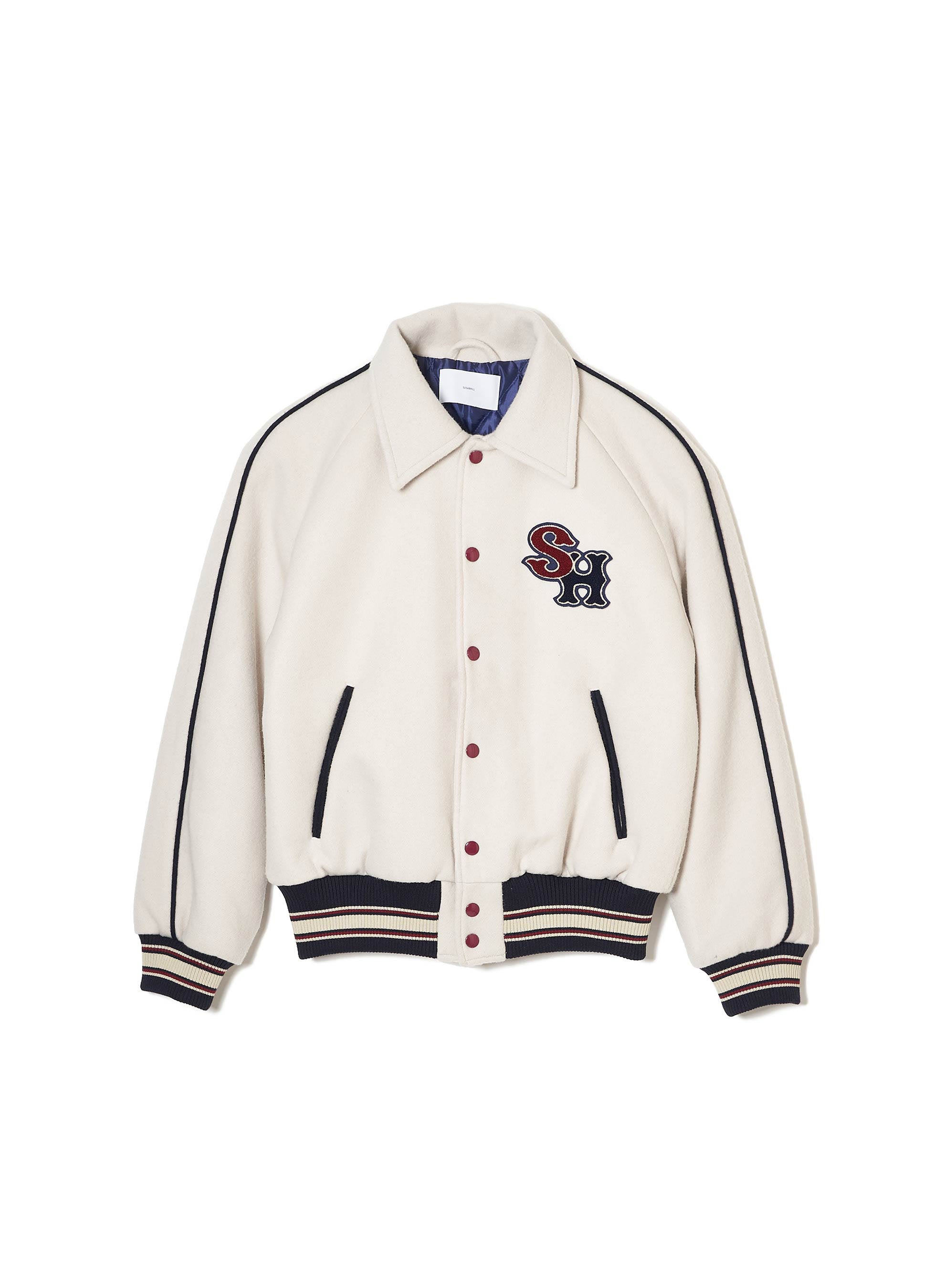 SUGARHILL(シュガーヒル)のMELTON STADIUM JACKET WHITEの通販