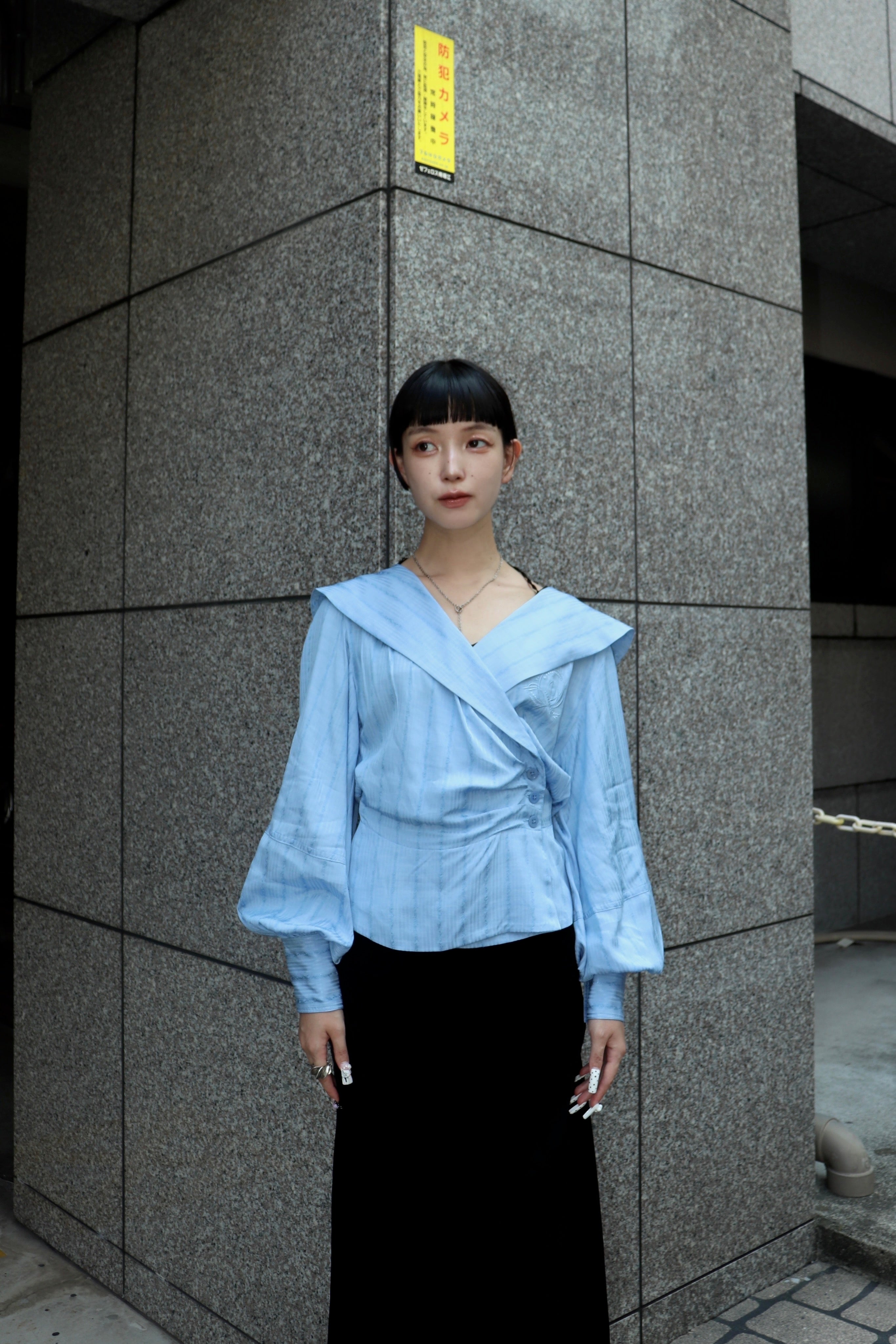 FETICO(フェティコ)のROSE jaquard stripe sailor collar blouse BLUE