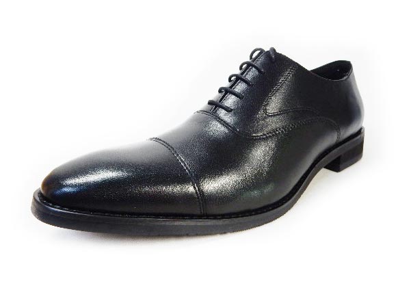 PARASHOE 本革 内羽根ストレートチップ ビジネスシューズ 黒 ワイズ4E