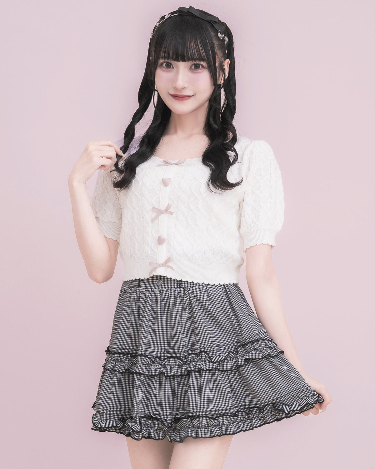 ハートボタンケーブルニット – pium