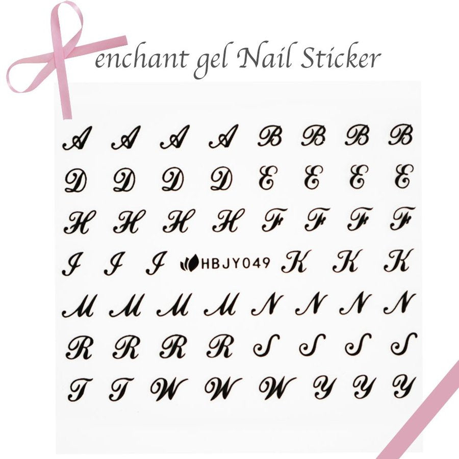 ネイルシール SC009 オシャレな筆記体 アルファベット ブラック ネイル
