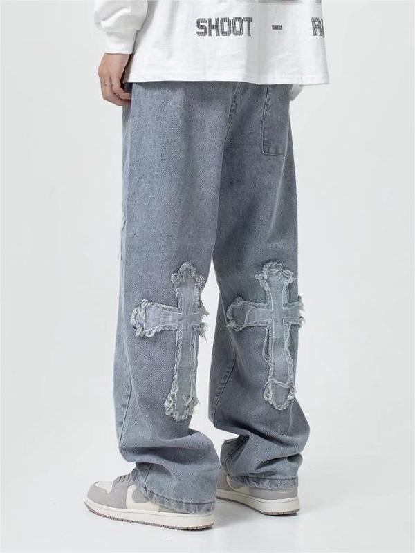 Men's Blue Vintage Jeans with Cross Patch – Rae Jeans