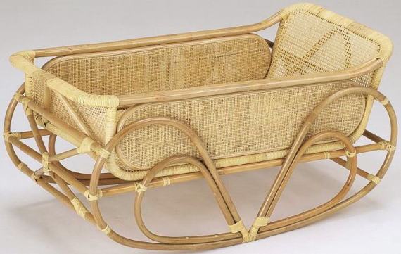 籐ラタンゆりかご、籐ラタン赤ちゃんかご、ベビーベッド、赤ちゃんが