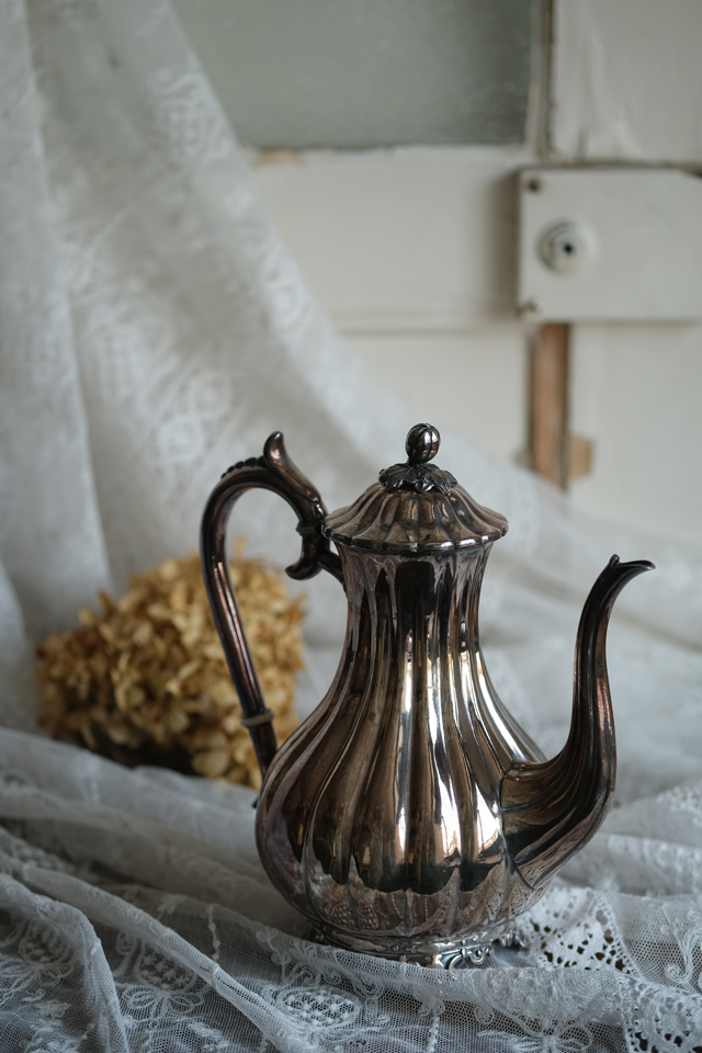 F11 フランス アンティーク ティーポット シルバープレート