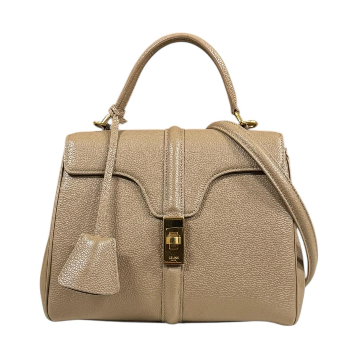 CELINE セリーヌ 16セーズ スモール ショルダーバッグ レザー ベージュ