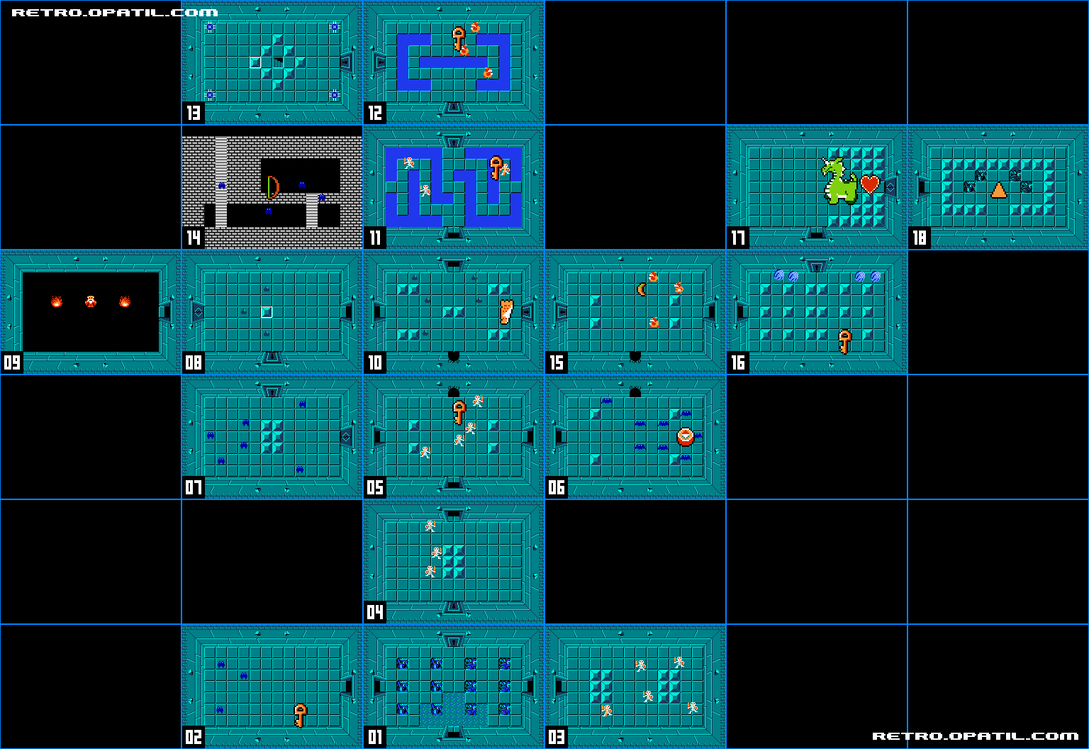 表 LEVEL1 迷宮マップ：ゼルダの伝説（The Legend of Zelda）攻略