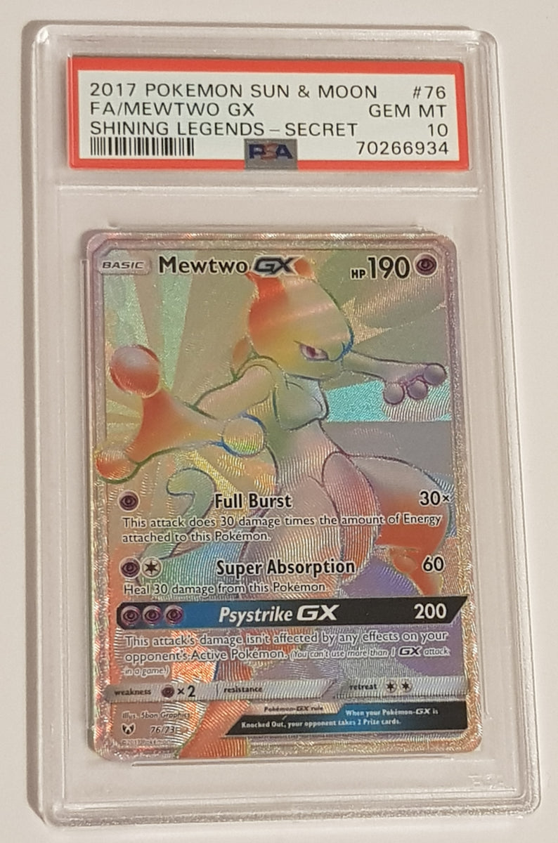 Pokemon Sun and Moon Shining Legends Mewtwo GX #76/73 PSA 10