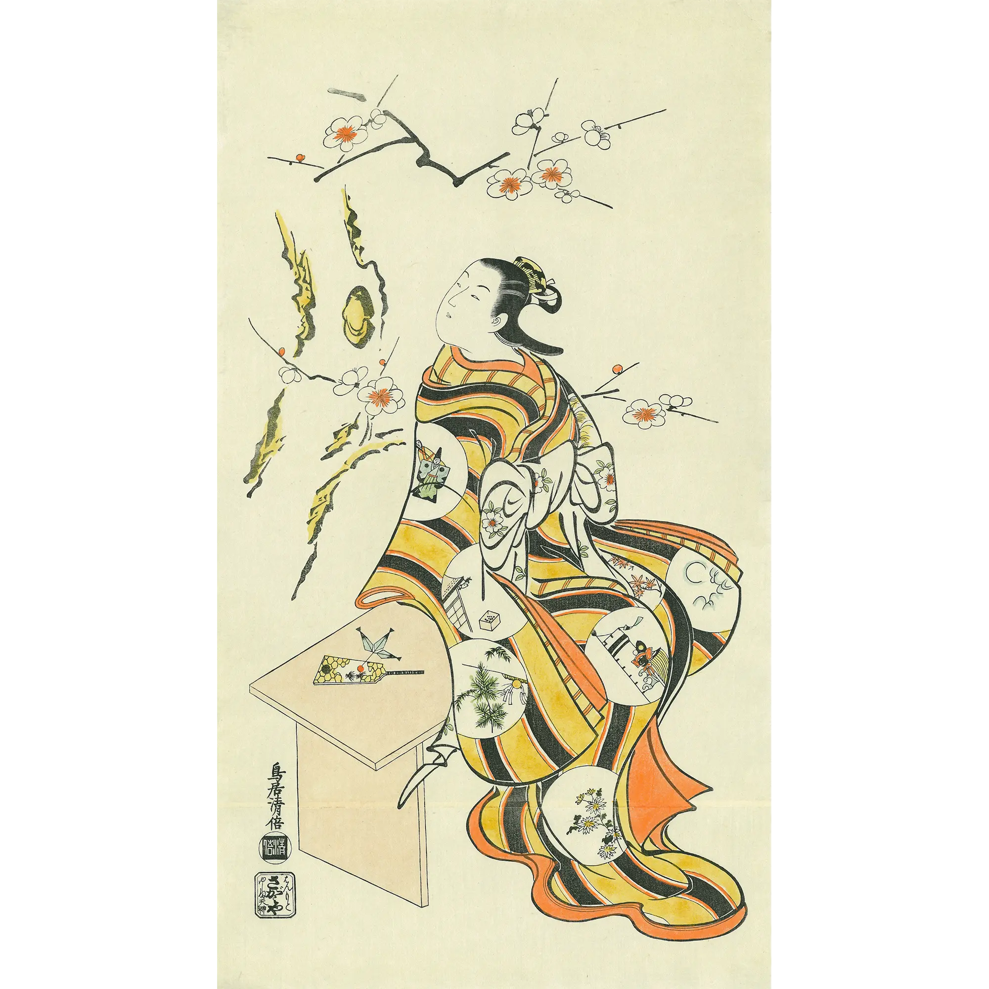 Torii Kiyomasu（初代鳥居清倍） Beauty under Plum Blossom