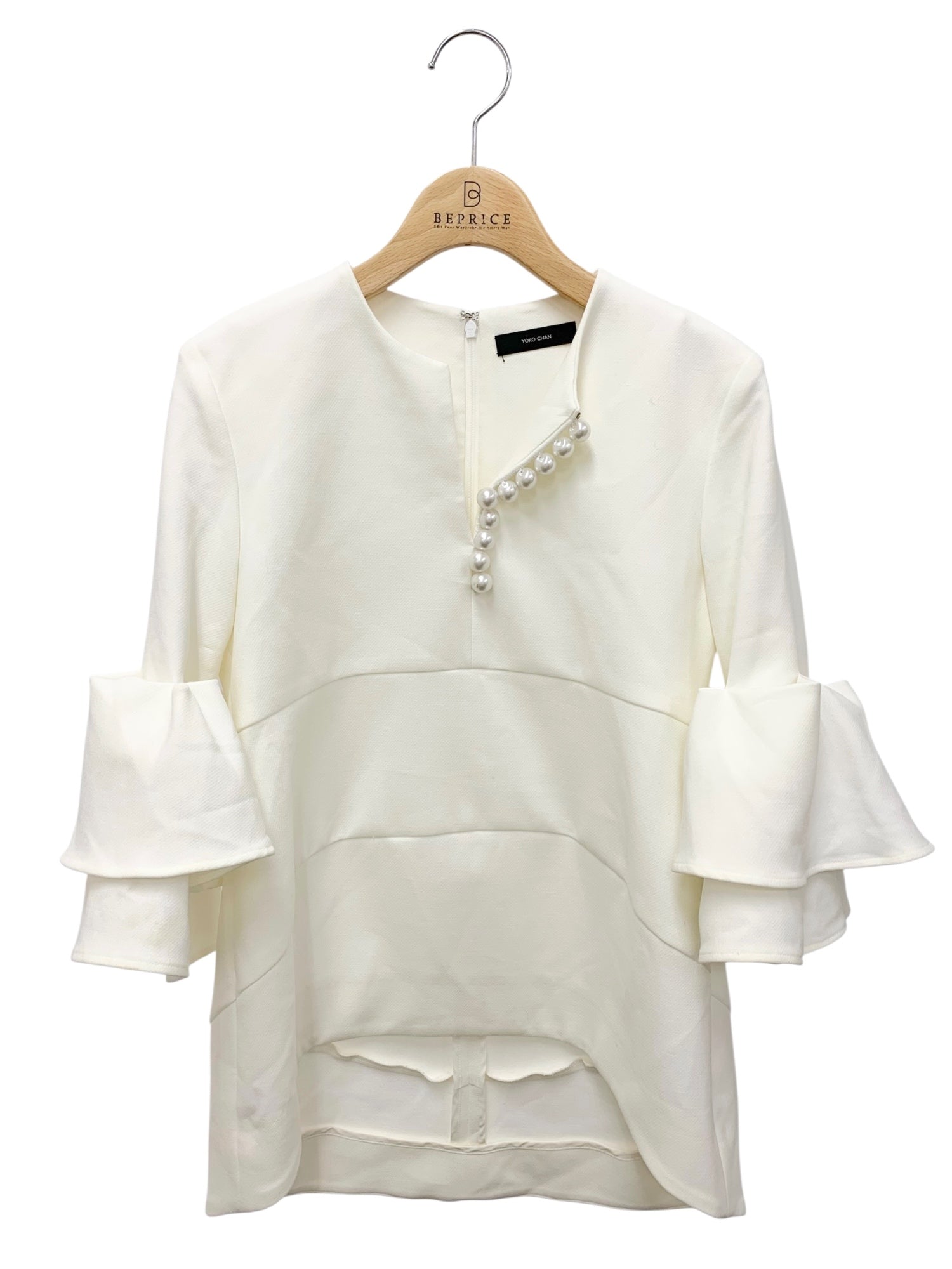 ヨーコチャン YCB-621-267 ブラウス 36 ホワイト ティアードスリーブ