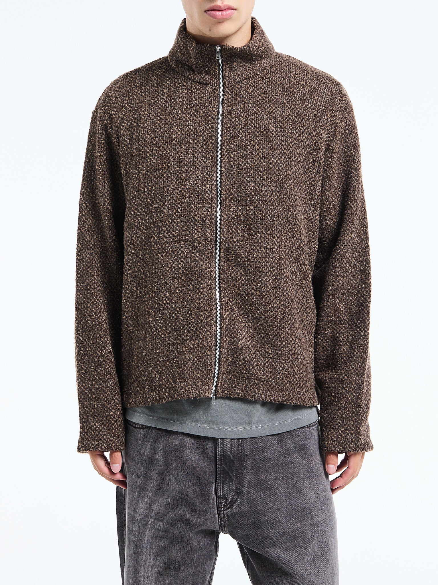 Our Legacy - Shrunken Fullzip Polo in Brown Sparse Buckle Weave – Stoy