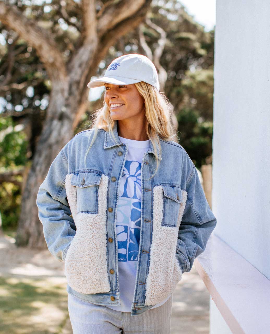 Rip Curl Cruisin' Sherpa Denim Jacket - Washed Blue 9756 |… – Sun