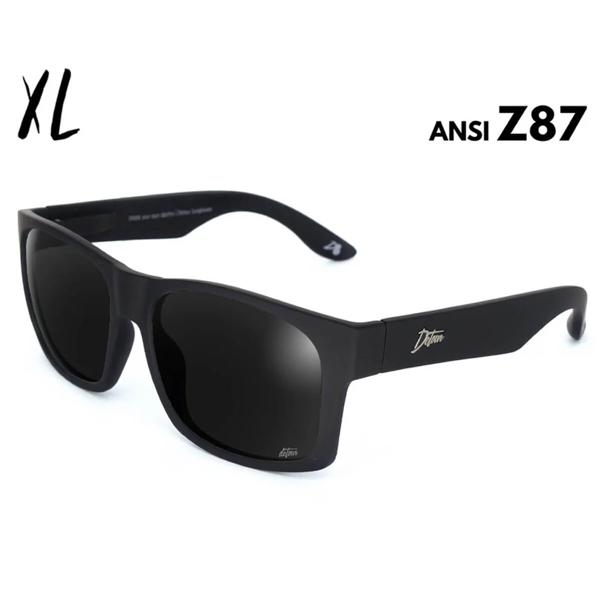 Detour Big Kahuna XL Z87 Safety Glasses with Matte Black Frame and Pol