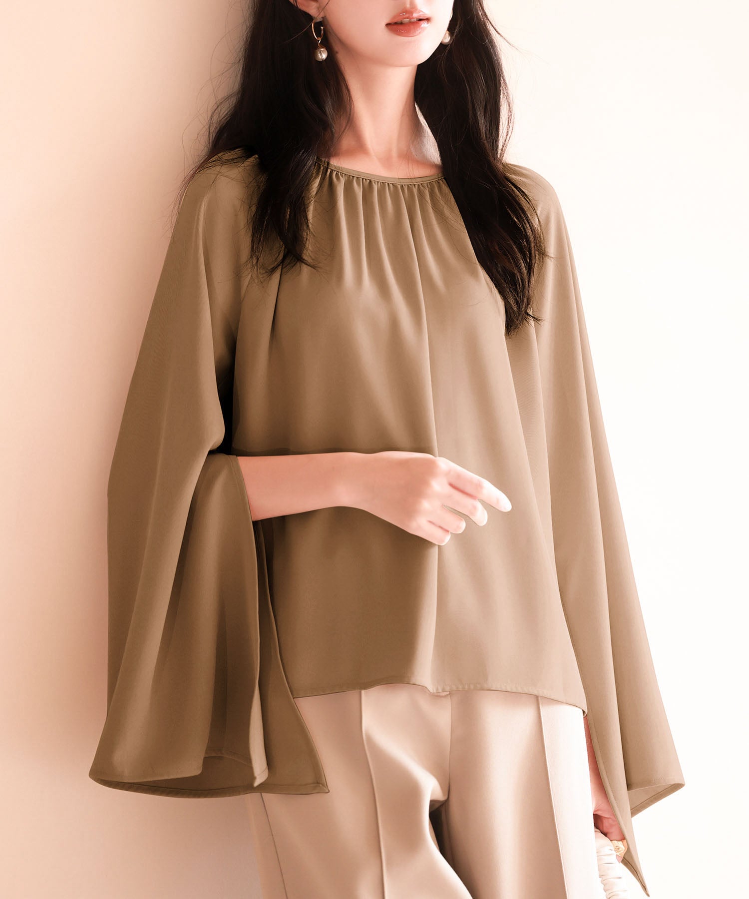 スリットフレアスリーブブラウスsdp0165 ブラウン – [公式]SAISON DE