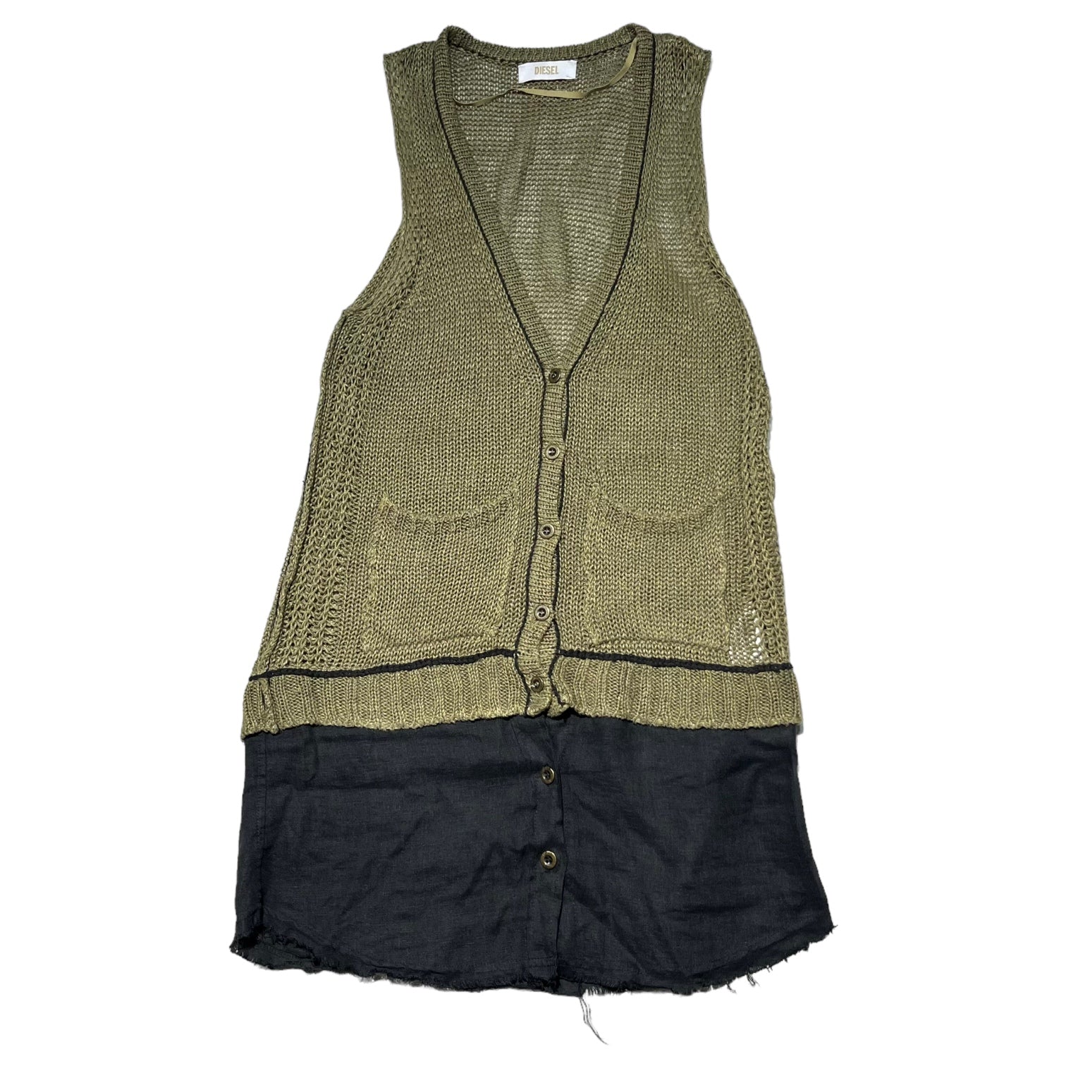 DIESEL(ディーゼル) Linen/knit long vest リネン/ニット 切替 ロング