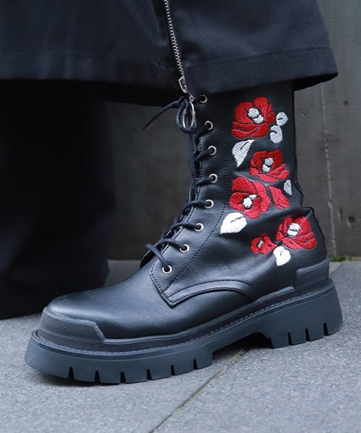 椿刺繍レースアップブーツ【Web限定価格】 | axes femme online shop