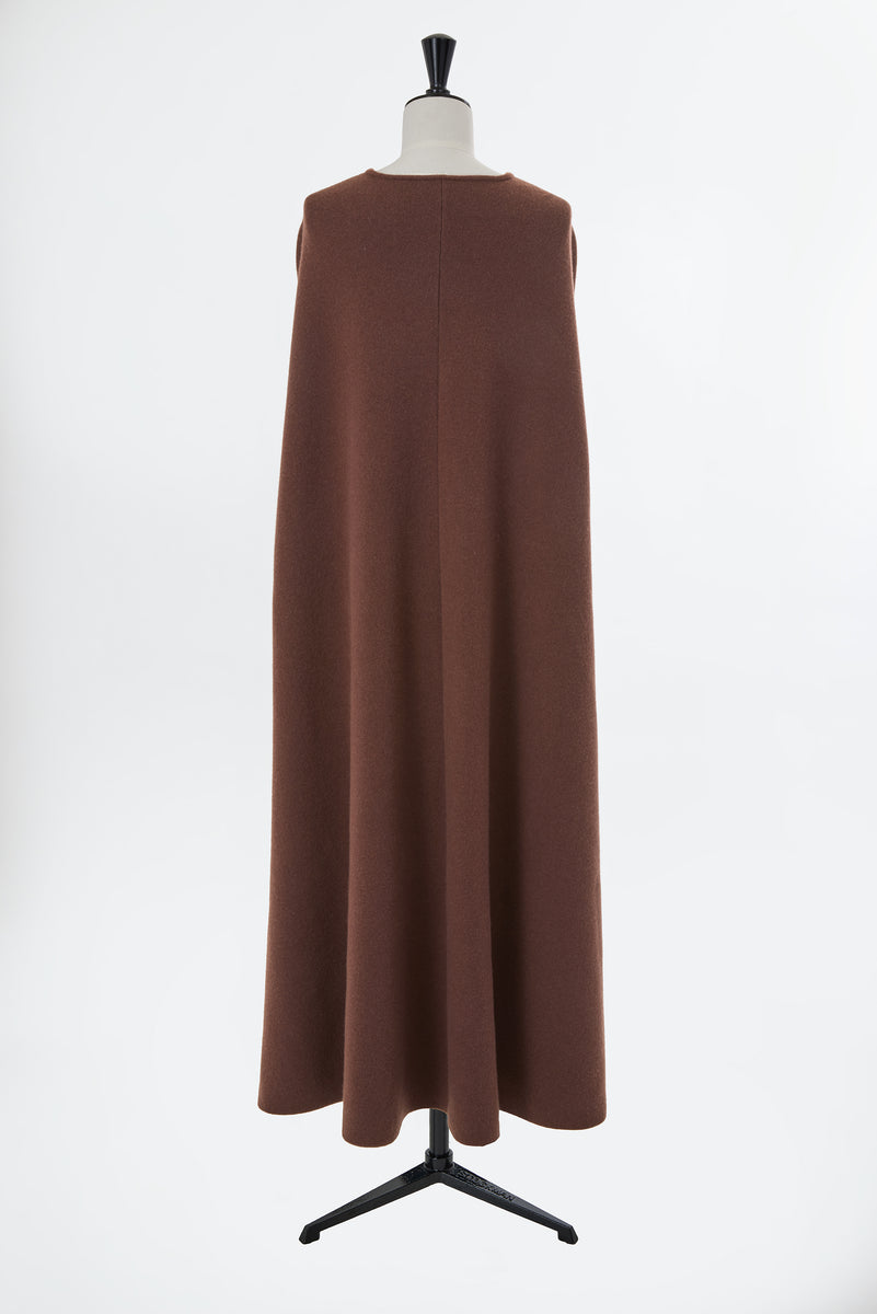 Reversible Cashmere Long Cape Knit Coat | Chocolate × Turquoise