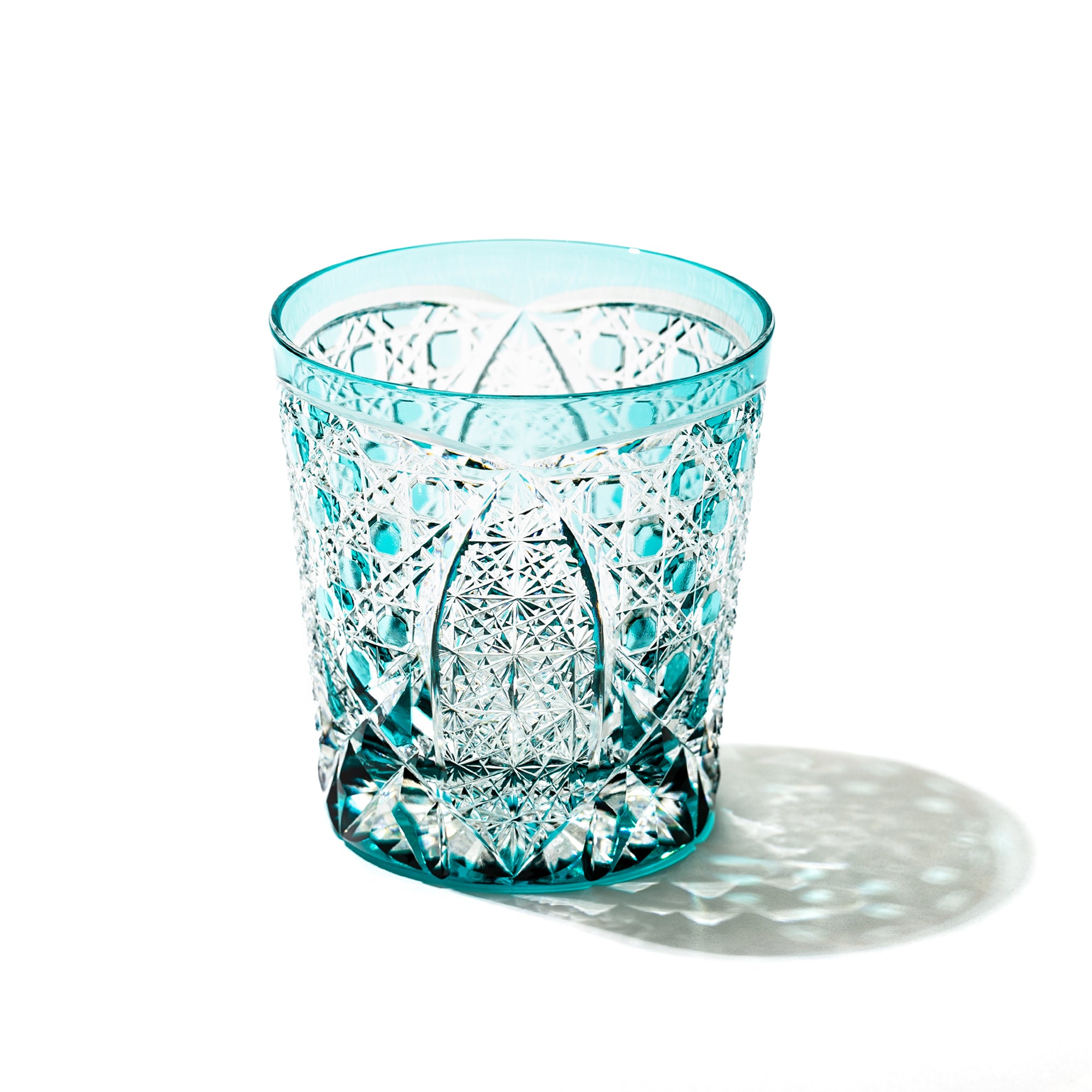 江戸切子 伝統工芸士 木村泰典 作 菊繋ぎに籠目紋 オールドグラス