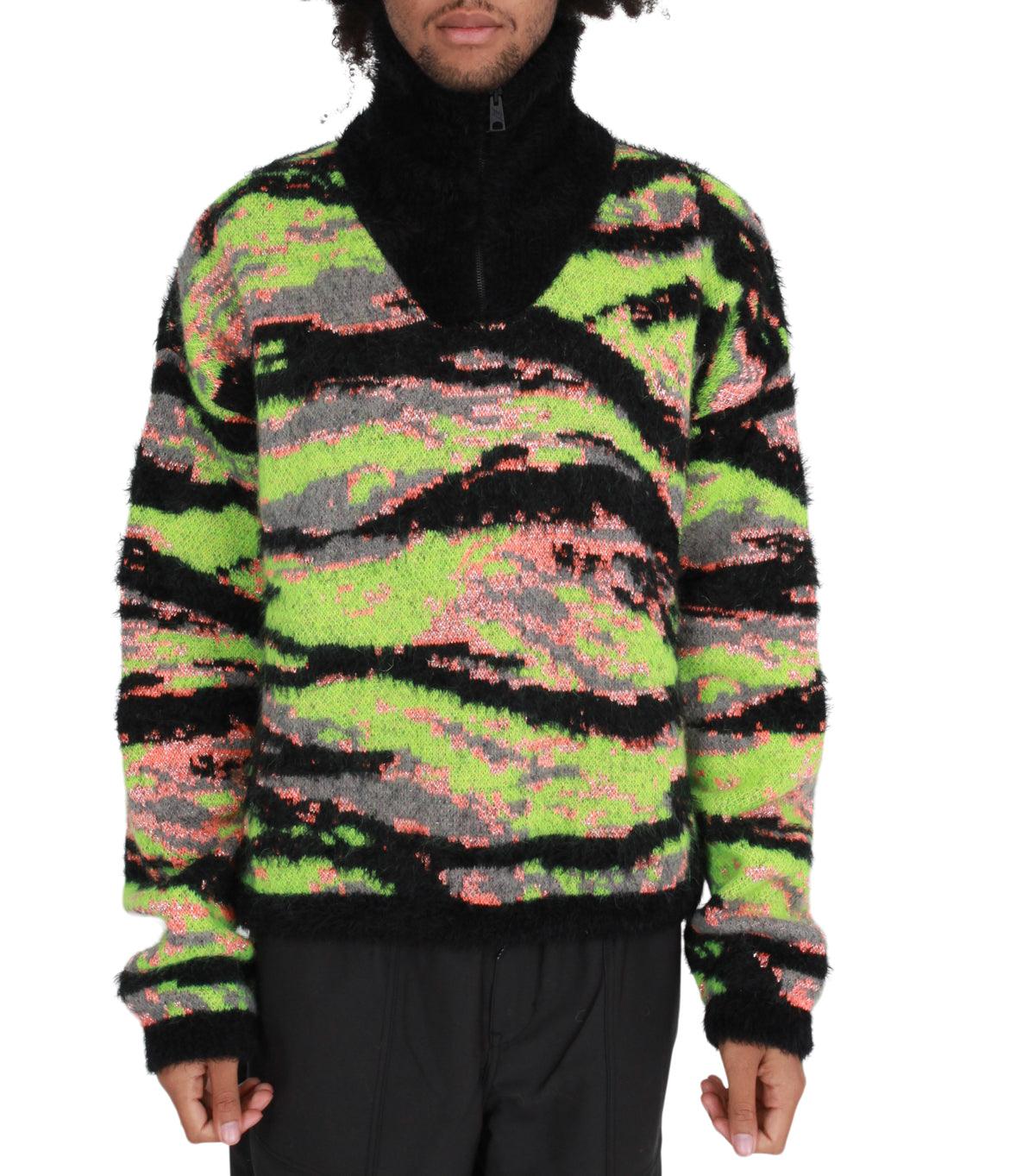 ERL Jacquard Tiger Sweater Green | SOMEWHERE®