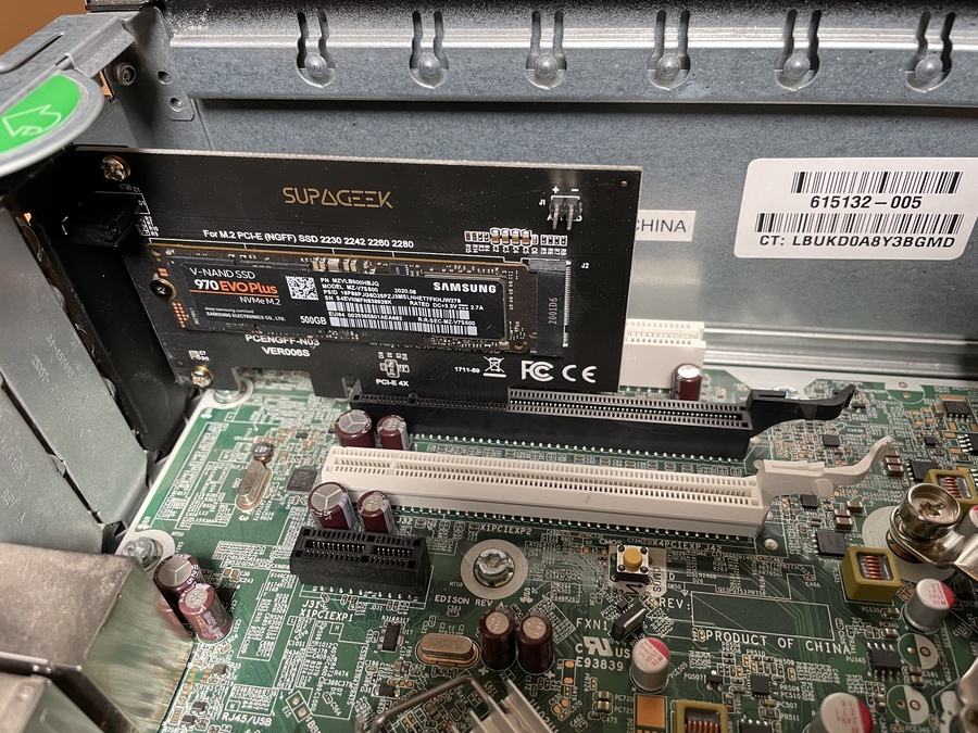 Install and boot from an NVMe SSD on a HP Compaq Elite 8300 SFF