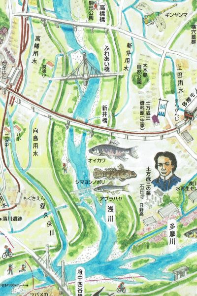 秩父・奥武蔵　散策絵図　未開封　匿名配送　即日配送　父の日 アトリエ77 〜村松昭 絵地図の世界〜>山の絵地図