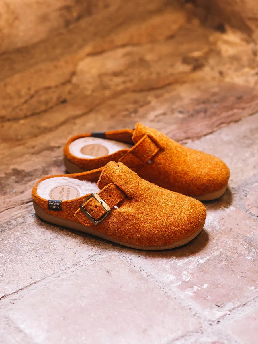 MIMA-FP - Women's clog-style slipper with buckle in ecru colour