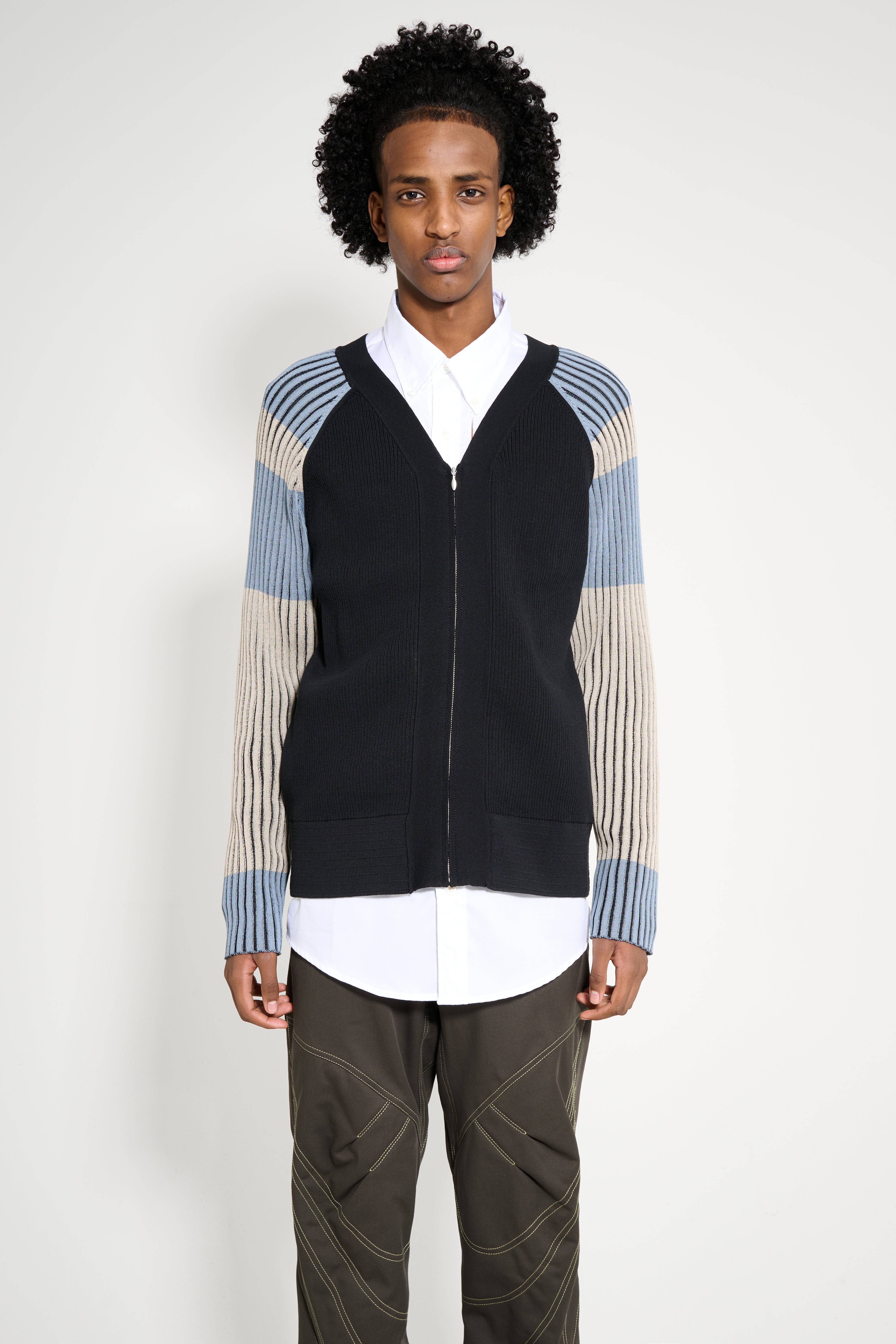 Kiko Kostadinov Inex Cardigan Black / Almond / Dusty Blue – Très Bien