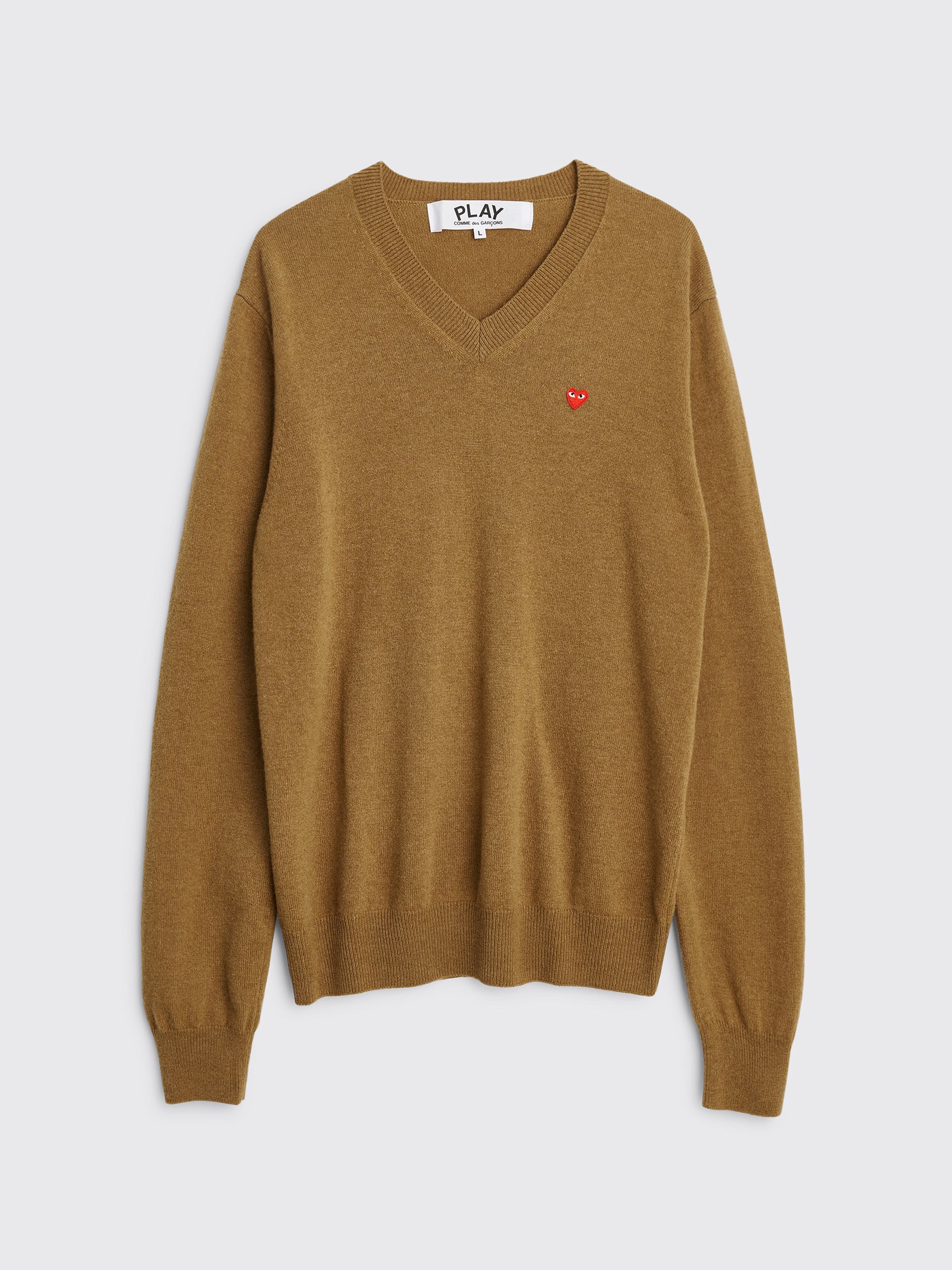 Comme des Garçons Play Mini Heart V-Neck Knit Sweater Brown – Très