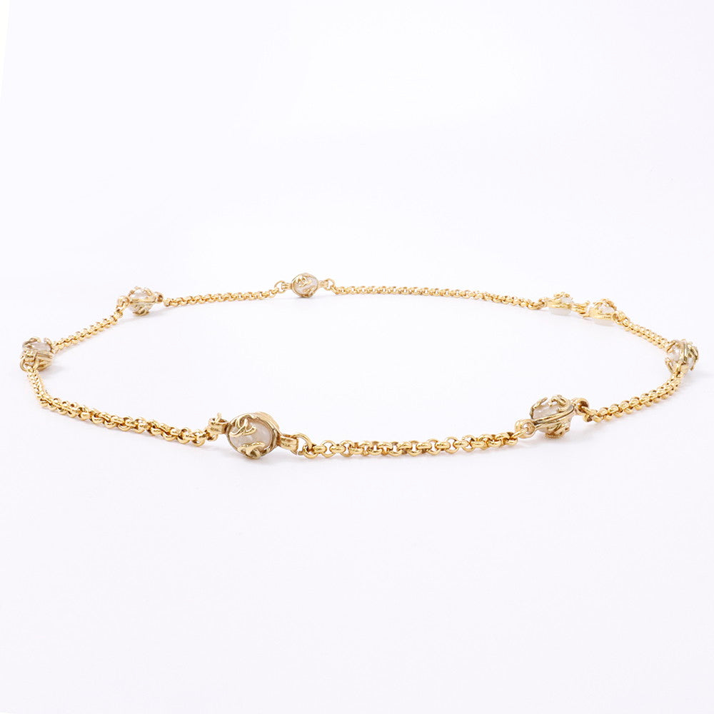 CHANEL ココマーク チェーンベルト メタル フェイクパール ゴールド