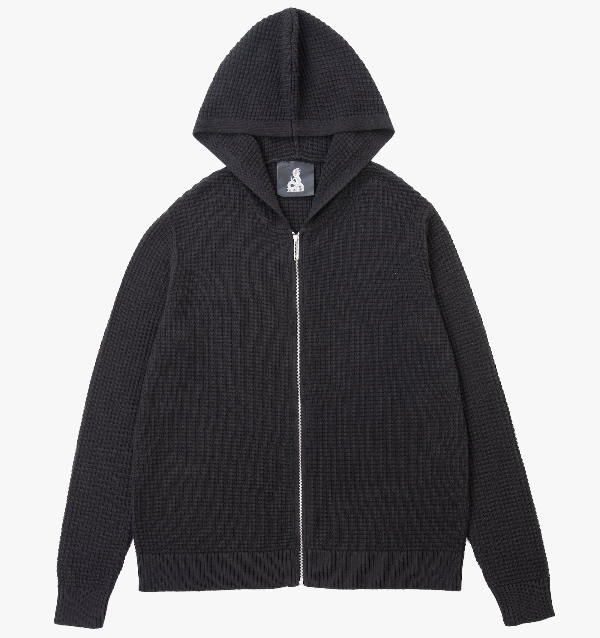 Waffle Knit Zip-Up Hoodie - Black – Valuables