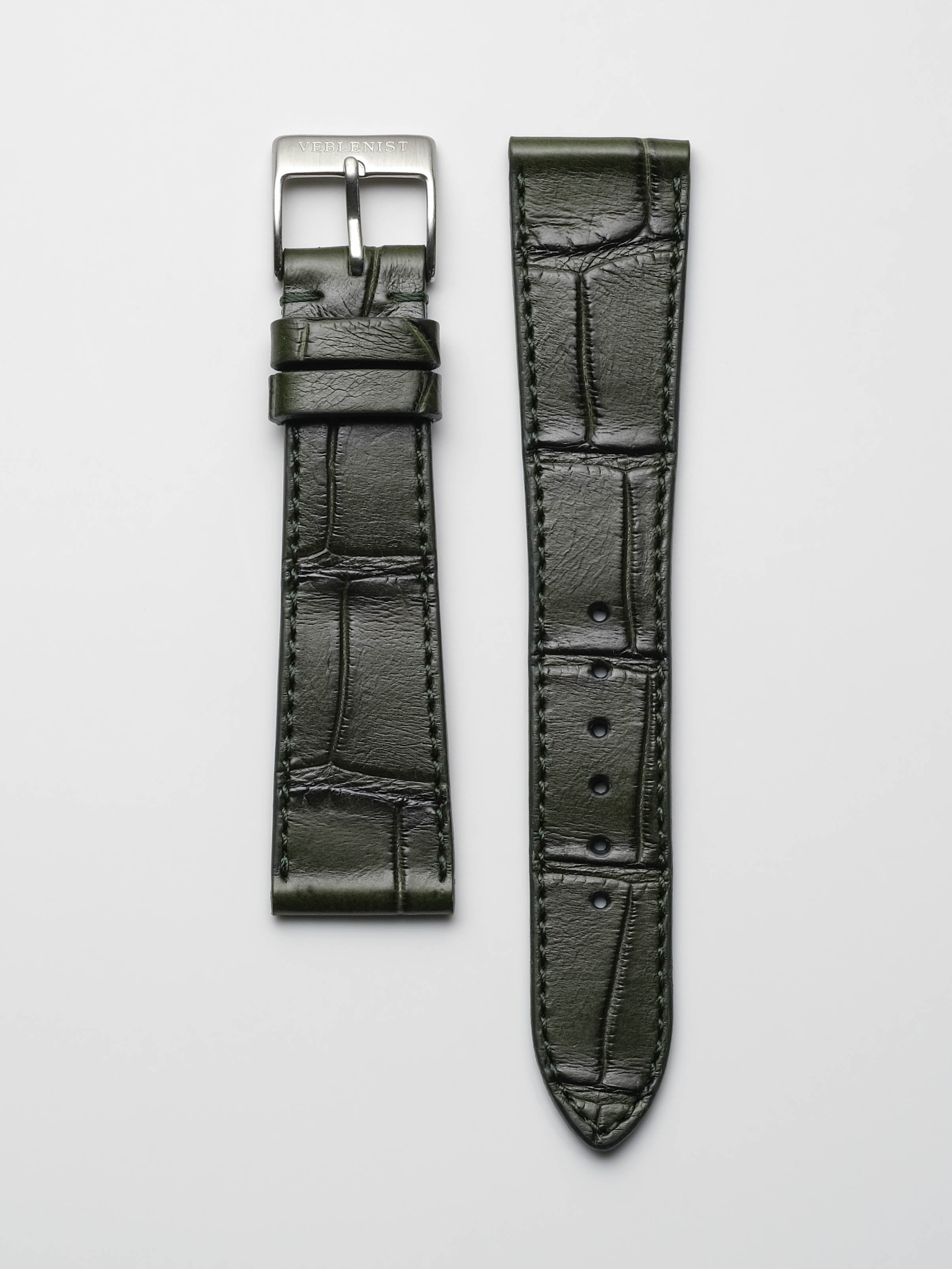 Matte Forest Green Alligator Leather Watch Strap | Veblenist