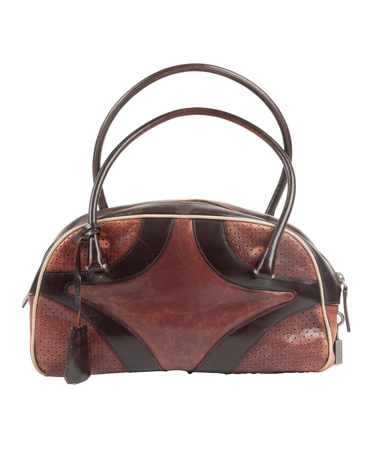 Prada SS2000 Brown Vitello Drive Bowling Hand Bag – Vothe Archive