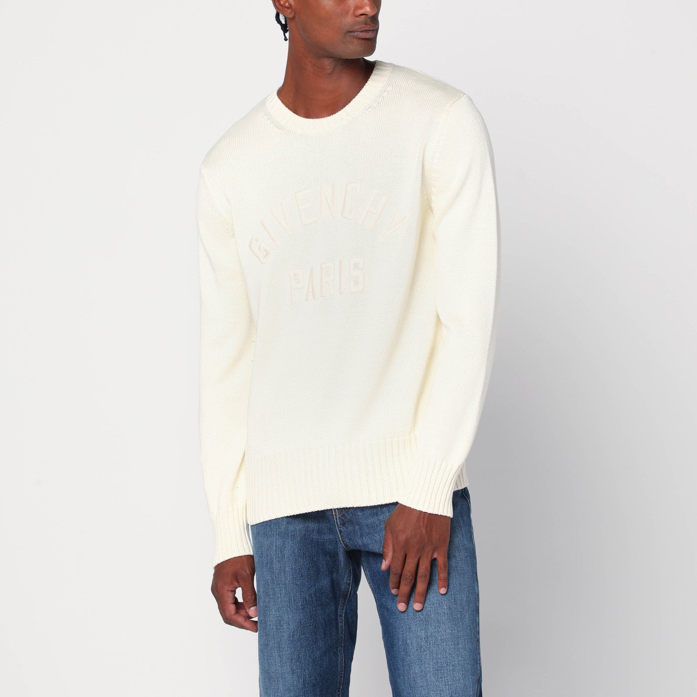 GIVENCHY Sweater écru in cotton with logo | TheDoubleF