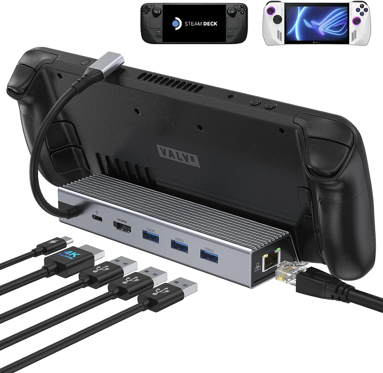 Steam Deck Dock,Docking Station for Steam Deck/ROG Ally,6-in-1