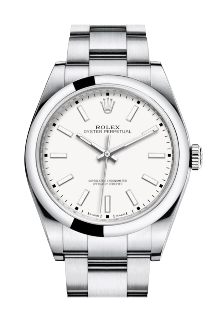 ROLEX 114300 Oyster Perpetual 39 Rhodium Dial Men's Watch