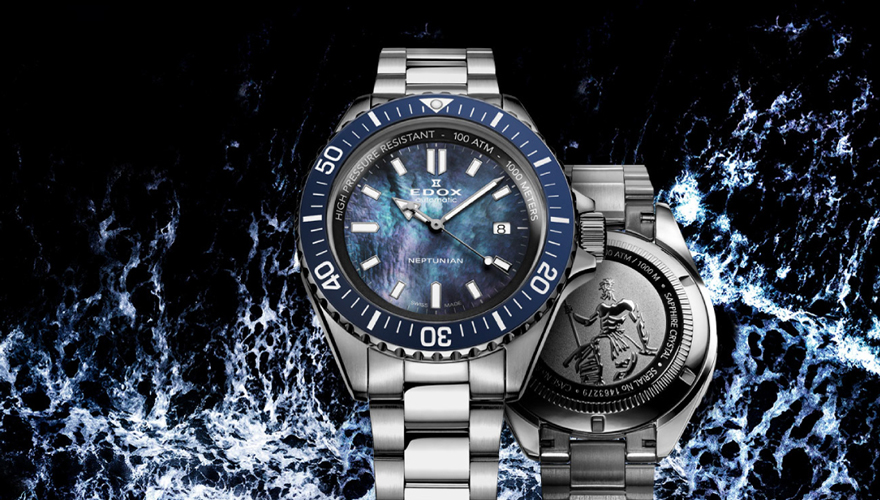 1000m防水でブラックMOP文字盤の特別モデル、エドックスの日本限定