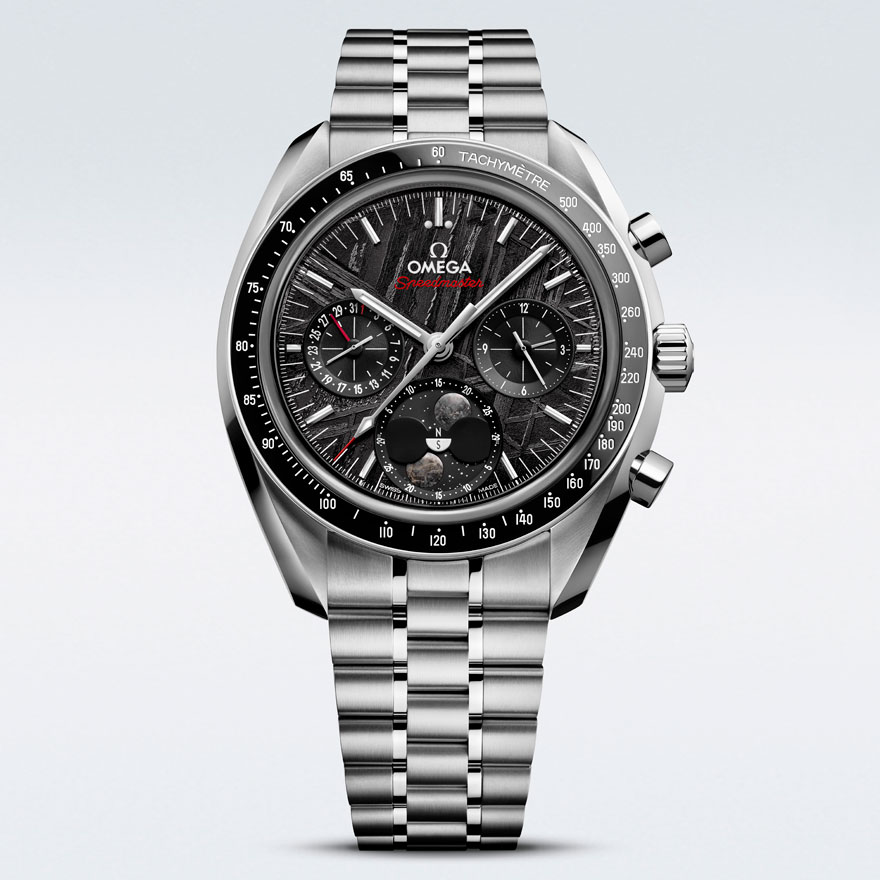 2種類の隕石を文字盤に使用し、南北両半球の月相を楽しめる、オメガ