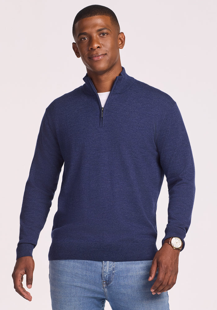 Enzo Quarter Zip - Twilight Storm – Woolx