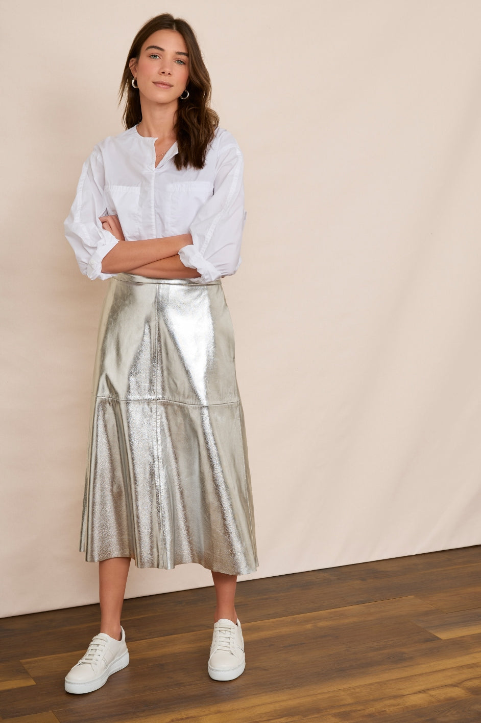 Lateisha Faux Leather Skirt - Silver – WYSE London