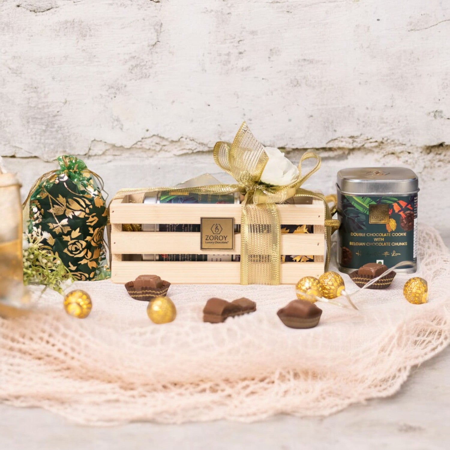 ZOROY Luxury Chocolate Pine Wood Box Gift Combo Hamper | Reusable Box