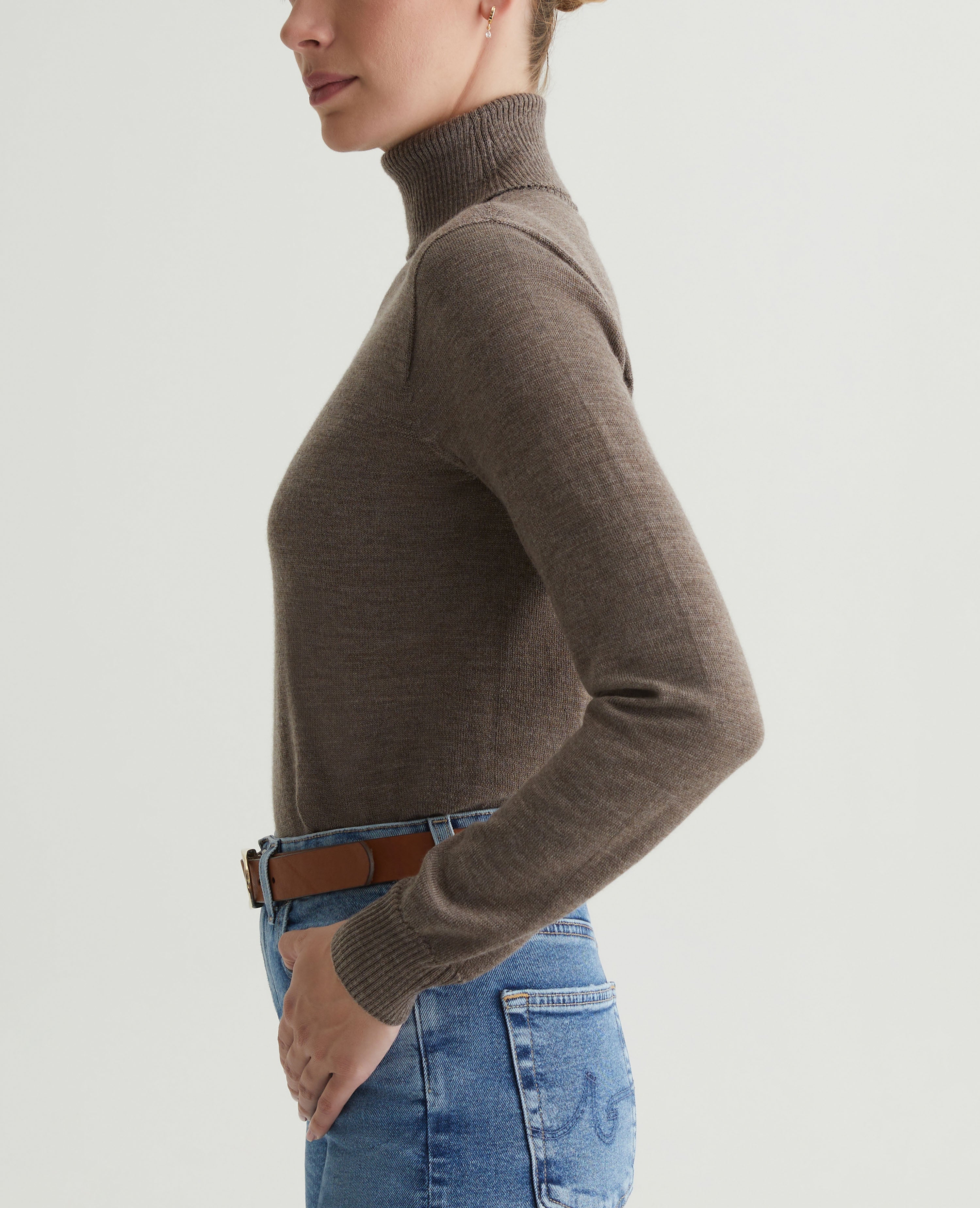 Womens Zuri Turtleneck Melange Taupe