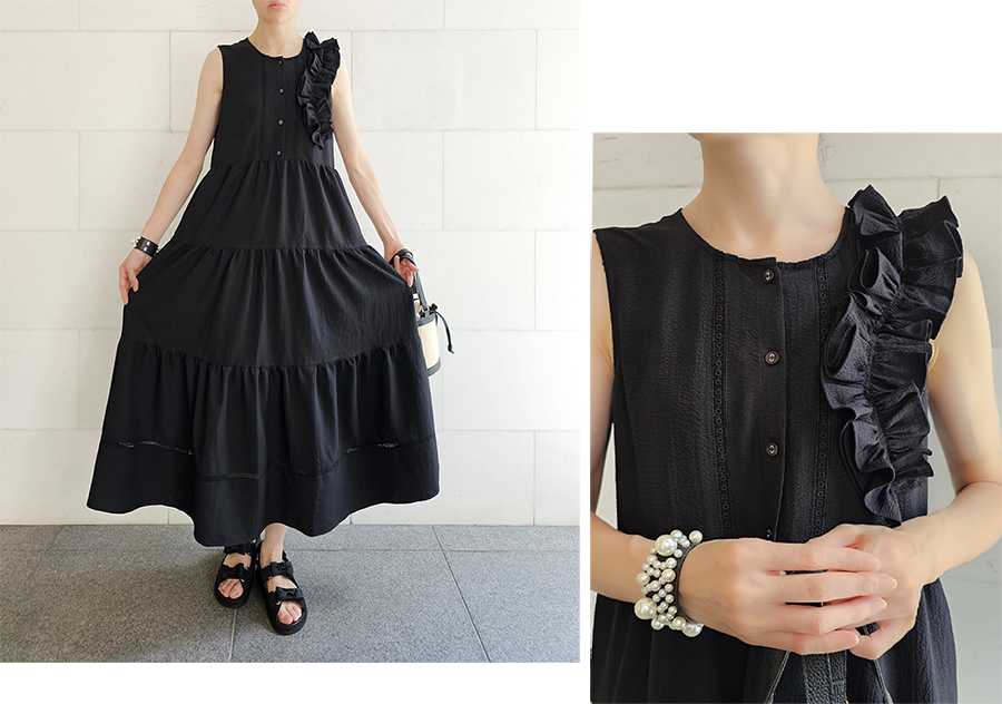 アシメふりるティアードワンピース ロングワンピ ＆ LOVE CLOSET