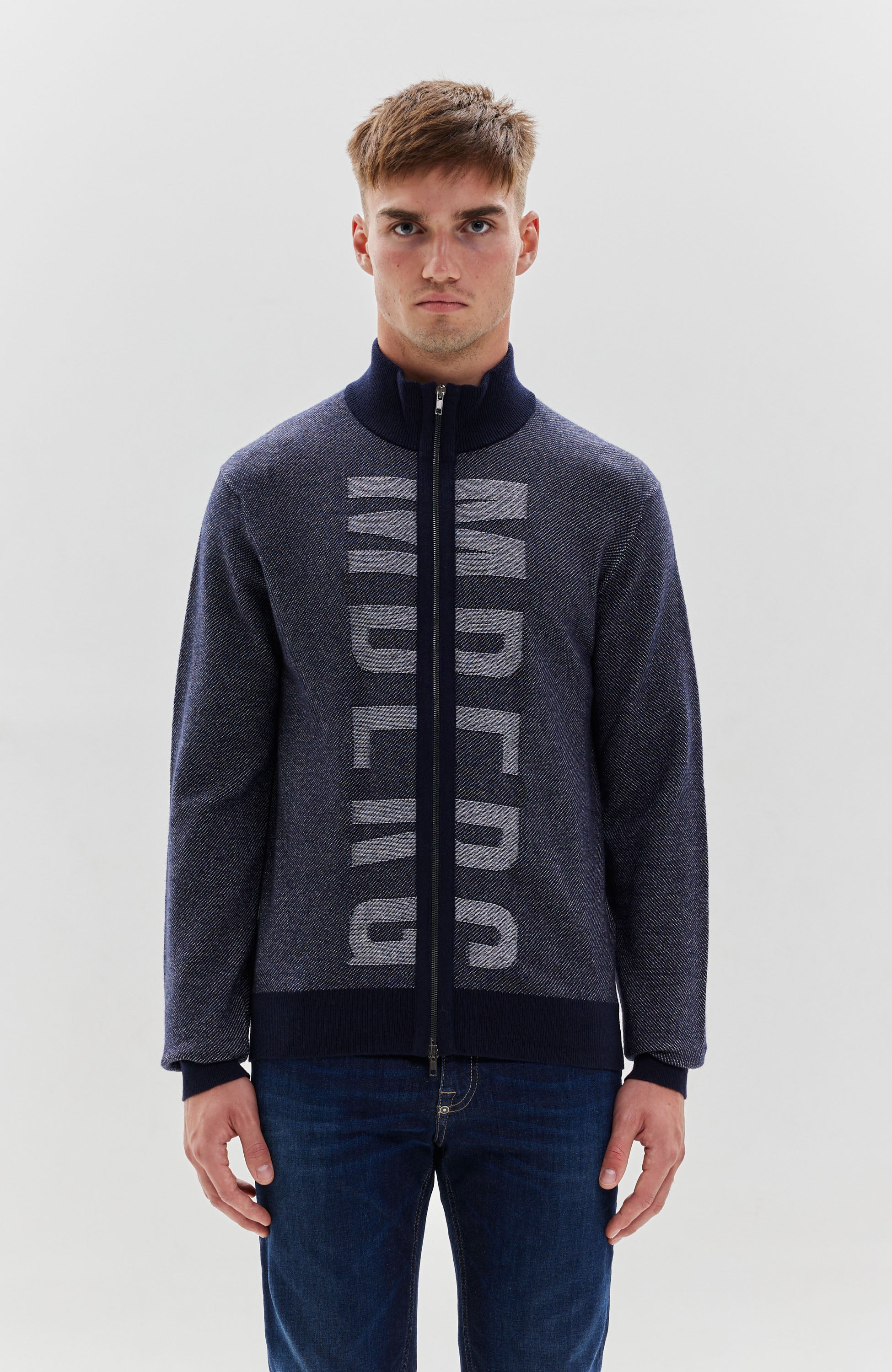 Zipped Cardigan Mens with Logo DIRK BIKKEMBERGS