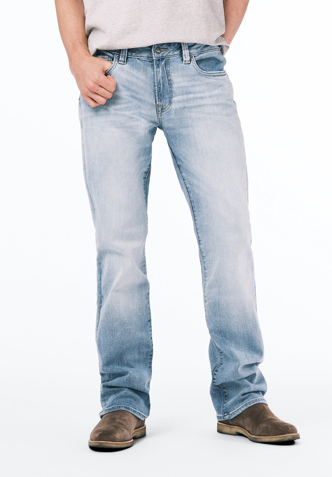 Slim Bootcut King Men's Jeans in Crinkled Bleached Blue - BM22791
