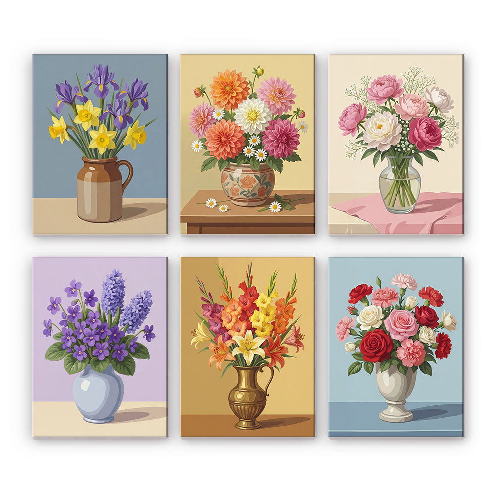 花瓶の花 - 数字塗り絵ミニアート – Cheerful painting®（JP）