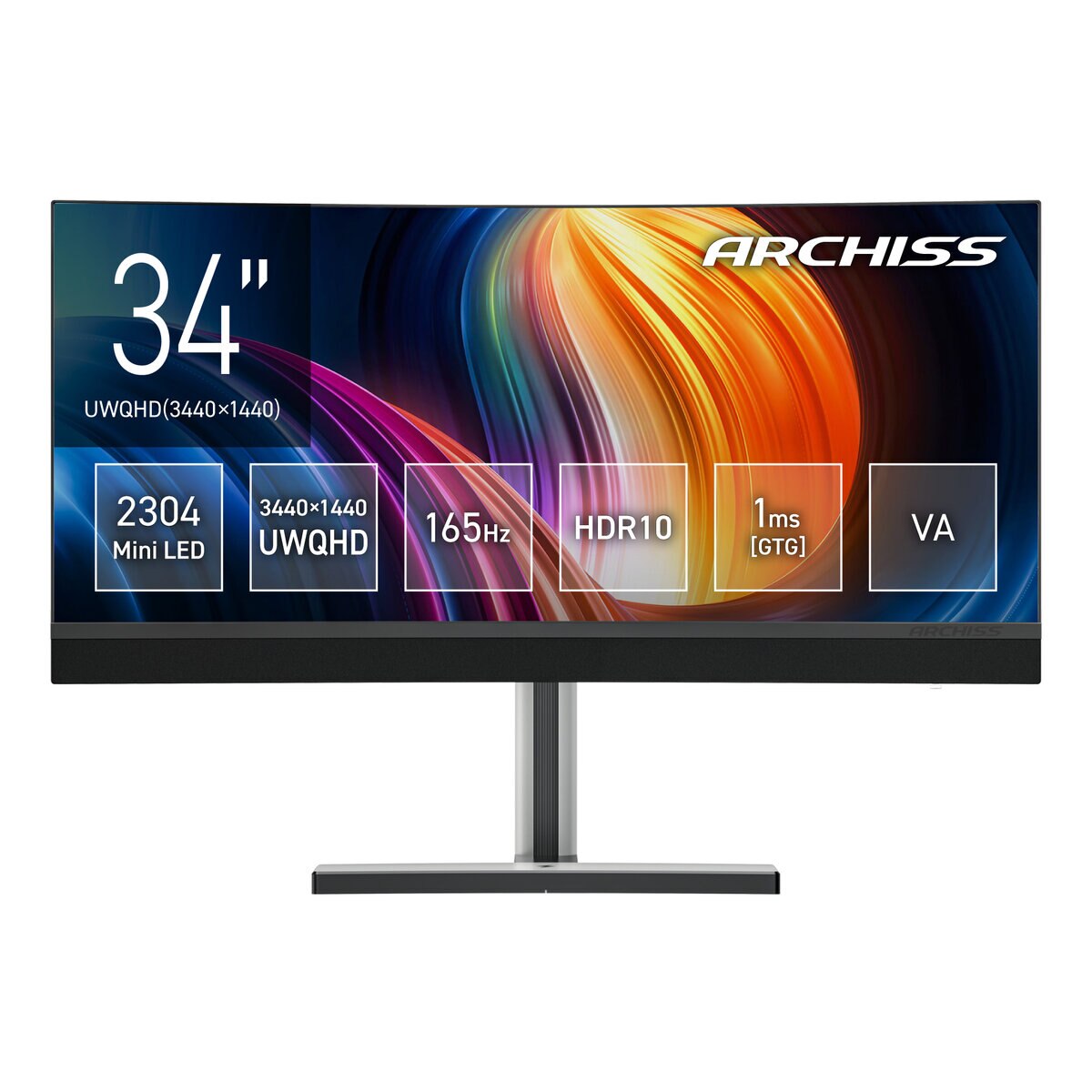 ARCHISS Mini LEDバックライト 34インチ曲面モニター AS-MC34MWQ165A