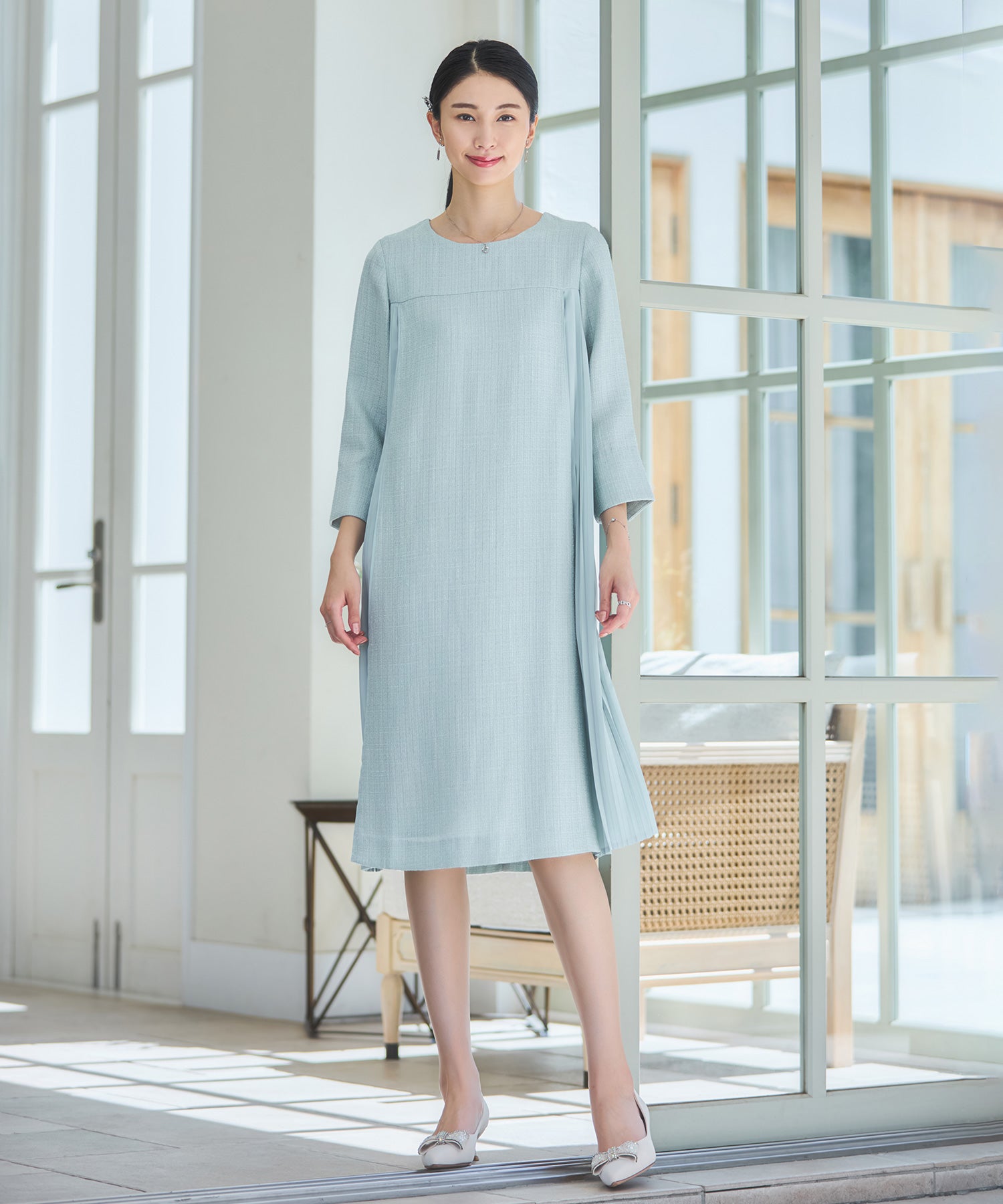 パーティードレス ツイード ワンピース 結婚式 ミント – [公式]DRESS+