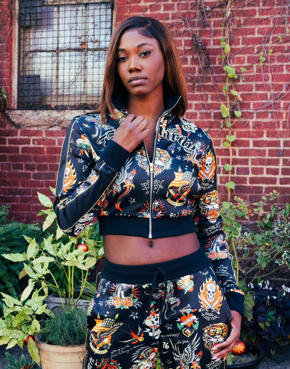 Ed Hardy Shrunken Flashboard Cropped Track Jacket – DTLR